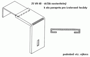 Alu držák nastavitelný výsuvný do 140 mm – 25VH25-140