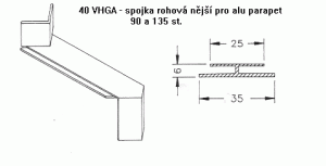 Alu spojka vnější roh 90a 135st. - 40VHGA