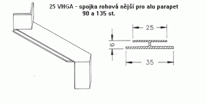 Alu spojka vnějšní roh 90a 135st. - 25VHGA