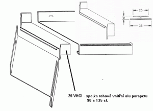 Alu spojka vnitřní roh 90a 135st. - 25VHGI