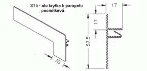 Alu krytka poomítková pro venkovní parapety S15